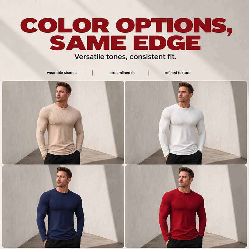 Men's Ribbed Slim-Fit Long-Sleeve T-Shirt ✨𝘉𝘶𝘺 𝘢𝘯𝘺 2 𝘢𝘯𝘥 𝘨𝘦𝘵 𝘢𝘯 𝘦𝘹𝘵𝘳𝘢 8% 𝘥𝘪𝘴𝘤𝘰𝘶𝘯𝘵