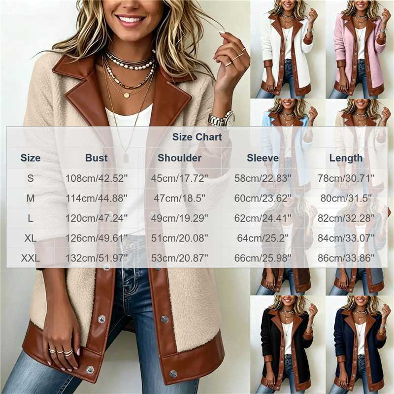 Women's Lapel Plush Patchwork Jacket