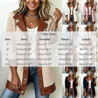 Women's Lapel Plush Patchwork Jacket