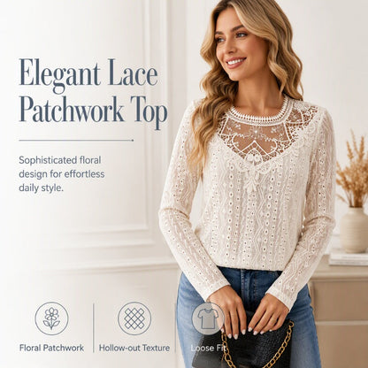 Women's Lace Patchwork Long Sleeve T-Shirt
