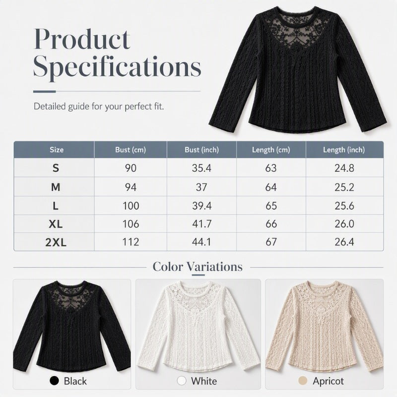 Women's Lace Patchwork Long Sleeve T-Shirt