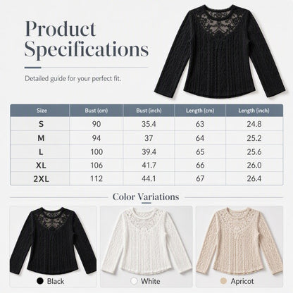 Women's Lace Patchwork Long Sleeve T-Shirt