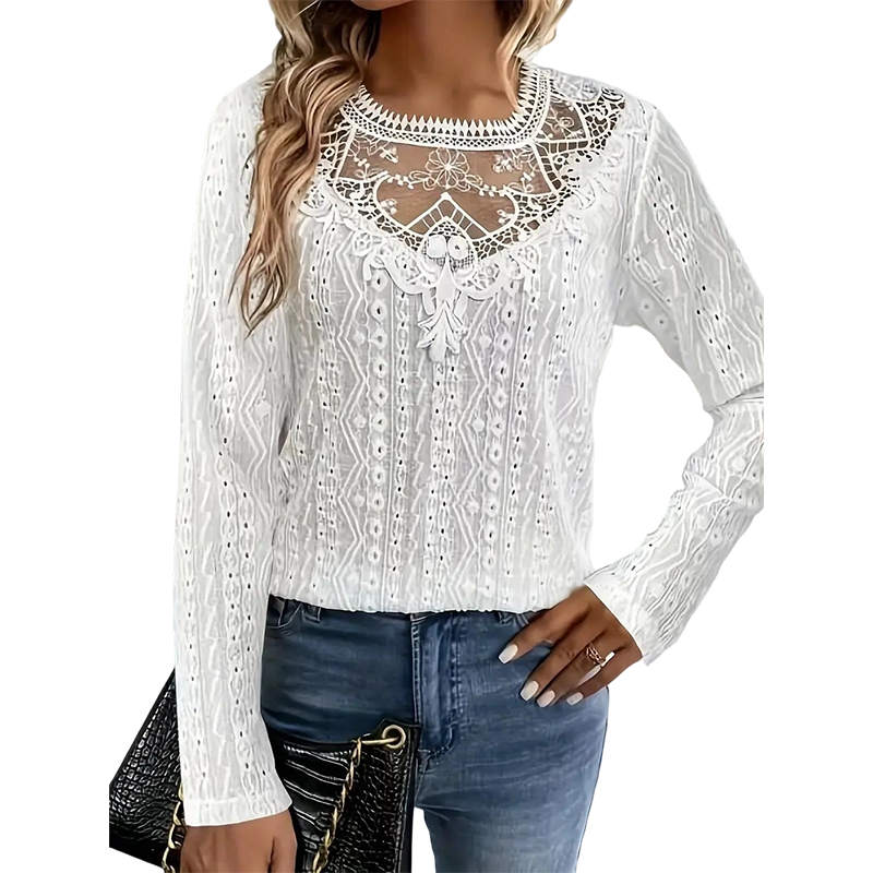 Women's Lace Patchwork Long Sleeve T-Shirt