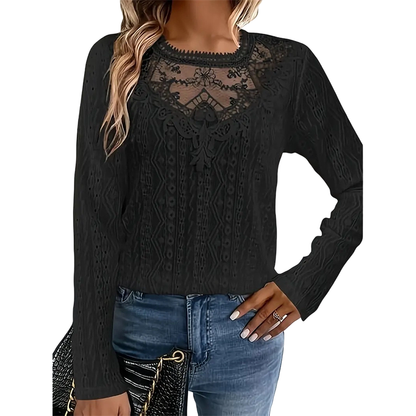 Women's Lace Patchwork Long Sleeve T-Shirt