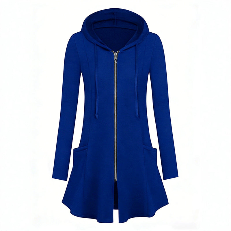 Women's Mid-Length Zip-Up Hooded Jacket