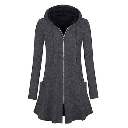 Women's Mid-Length Zip-Up Hooded Jacket