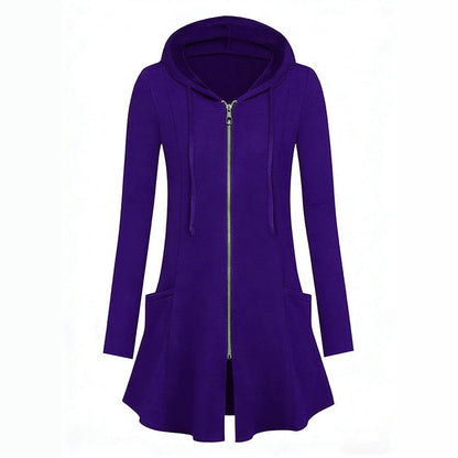 Women's Mid-Length Zip-Up Hooded Jacket