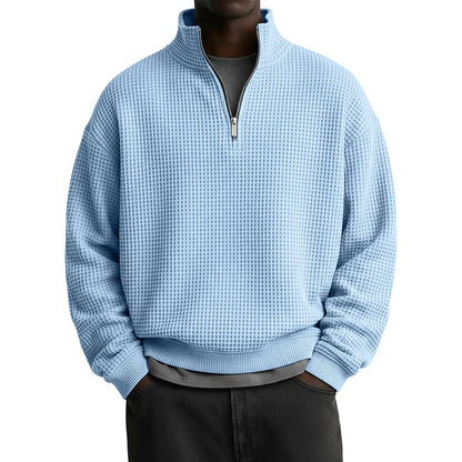 Men's Relaxed Half-Zip Waffle Texture Sweatshirt