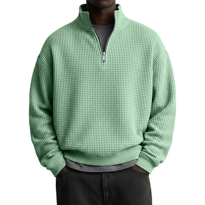 Men's Relaxed Half-Zip Waffle Texture Sweatshirt