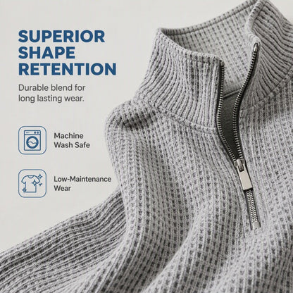 Men's Relaxed Half-Zip Waffle Texture Sweatshirt