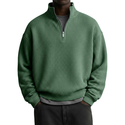 Men's Relaxed Half-Zip Waffle Texture Sweatshirt