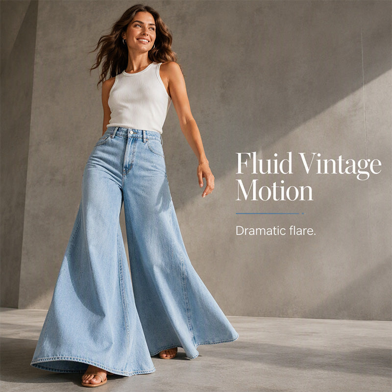 Women's Casual High-Waisted Wide-Leg Jeans