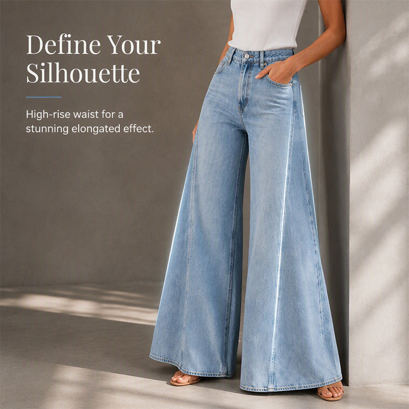 Women's Casual High-Waisted Wide-Leg Jeans