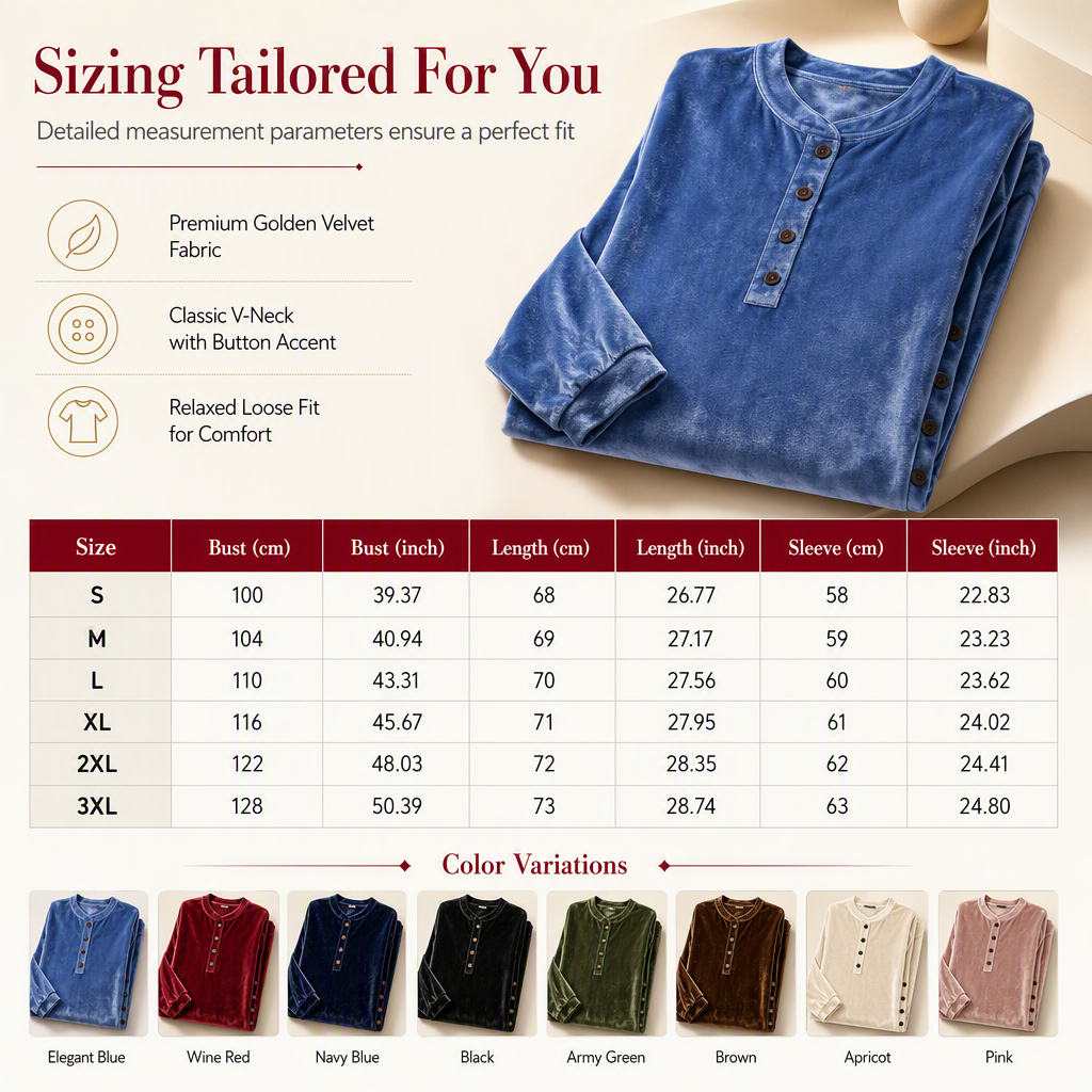 Women's Casual Loose Velvet Long Sleeve T-Shirt with Button V-Neck