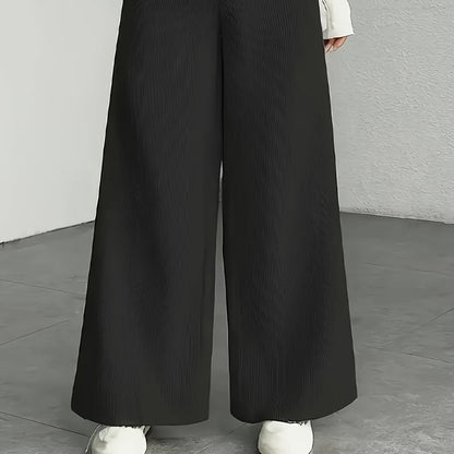Women's High Waist Corduroy Wide-Leg Pants 