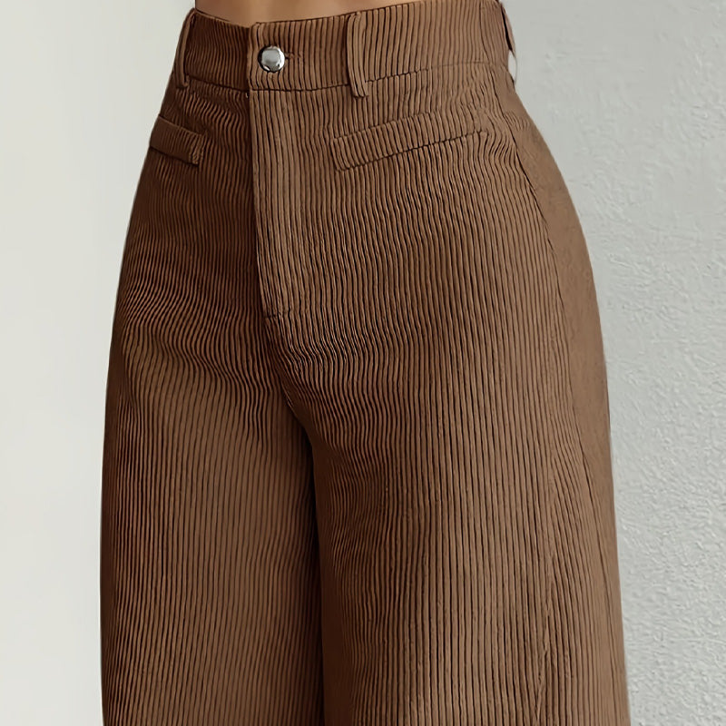Women's High Waist Corduroy Wide-Leg Pants 