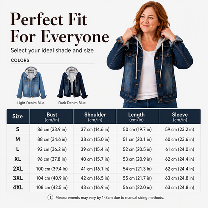 Women's Layered Hooded Denim Jacket with Warm Lining
