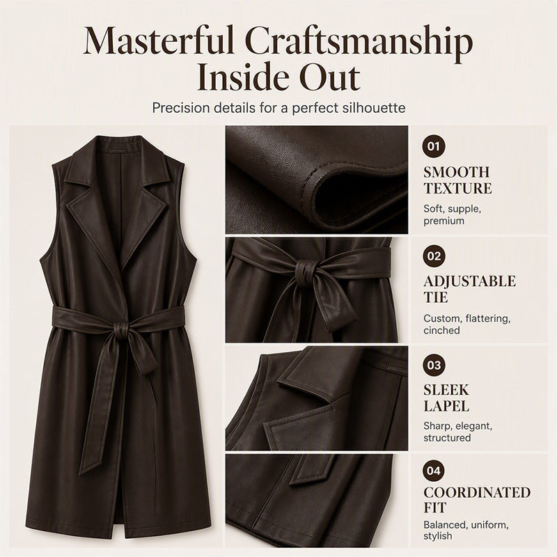 Women's Elegant PU Leather Vest Jacket