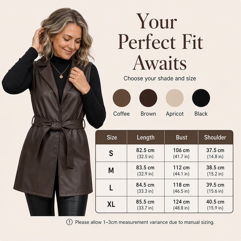 Women's Elegant PU Leather Vest Jacket