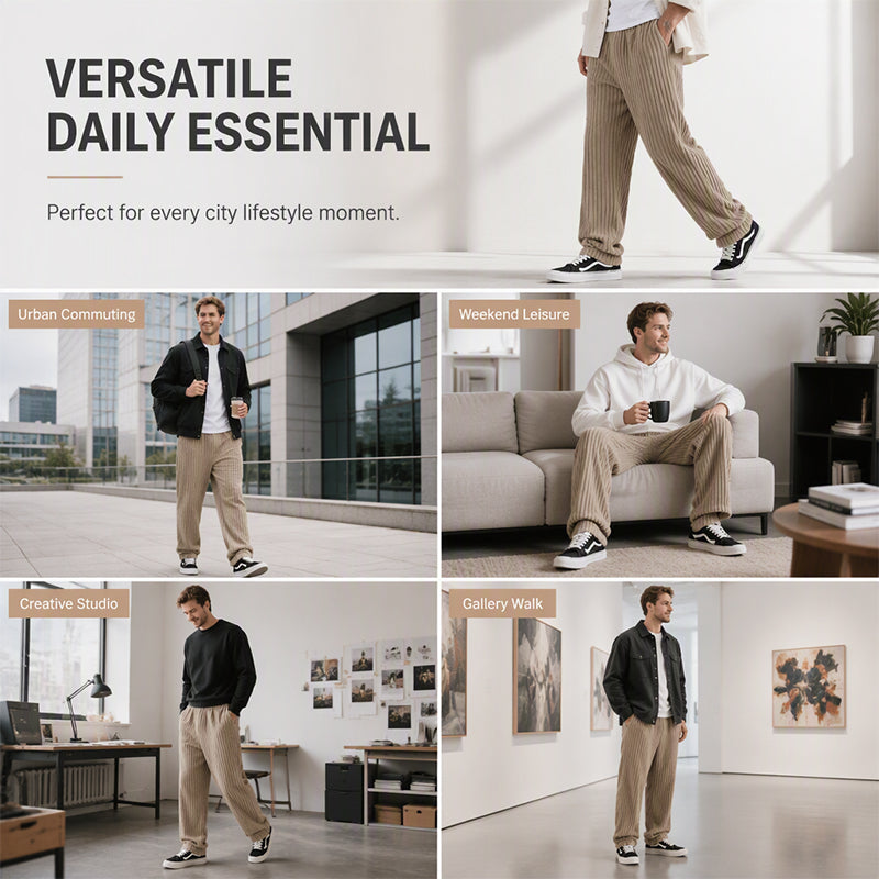 Men's Retro Striped Corduroy Pants