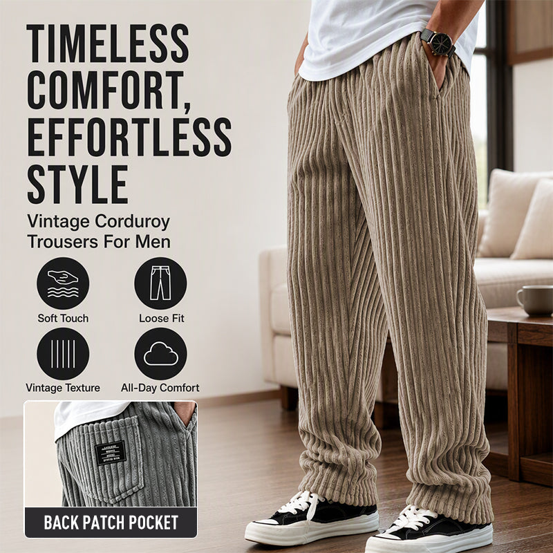 Men's Retro Striped Corduroy Pants