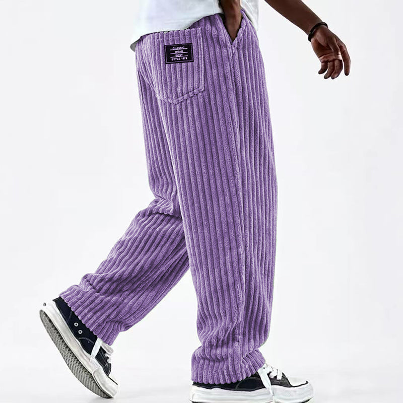 Men's Retro Striped Corduroy Pants