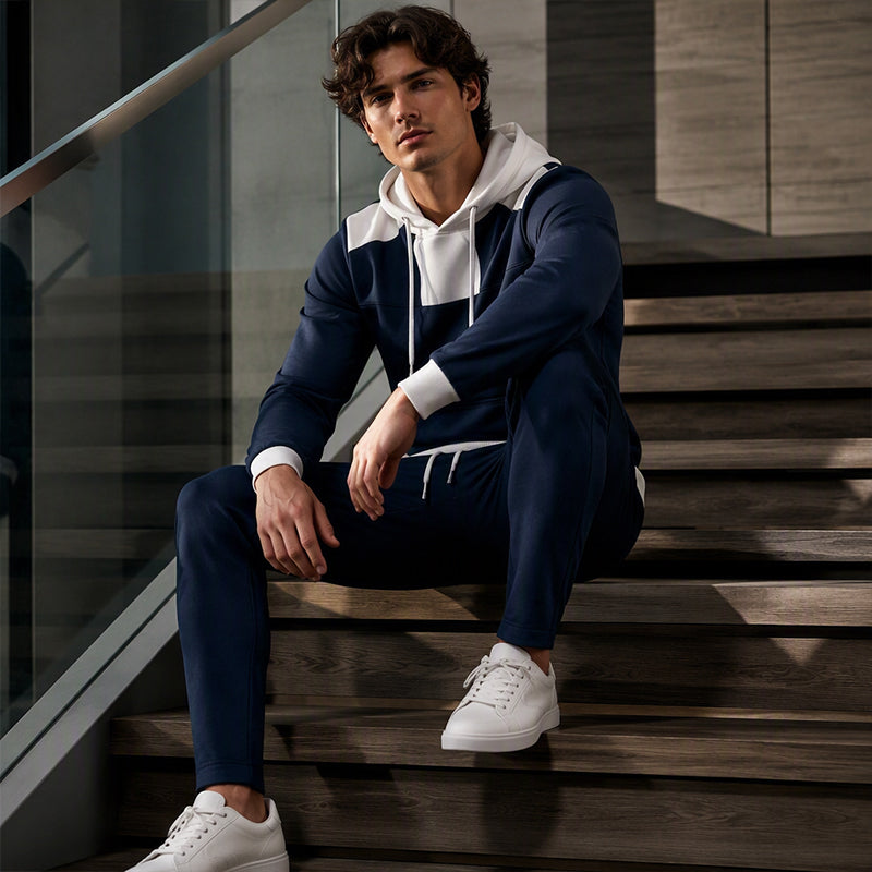 Men's Color-Block Hoodie & Pants Set