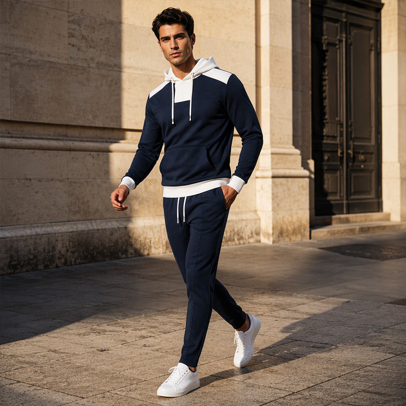 Men's Color-Block Hoodie & Pants Set