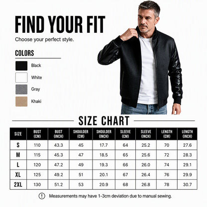 Men's Waffle Jacket with PU Leather Sleeves