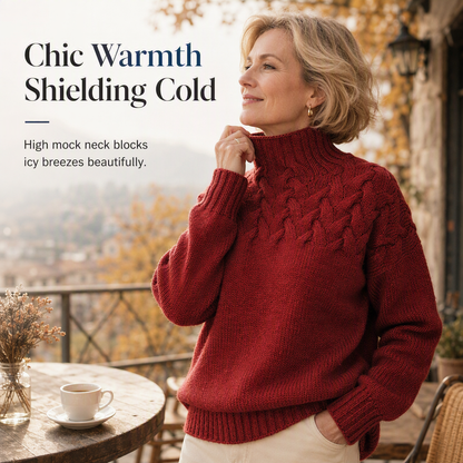Casual Solid Color Turtleneck Knit Pullover