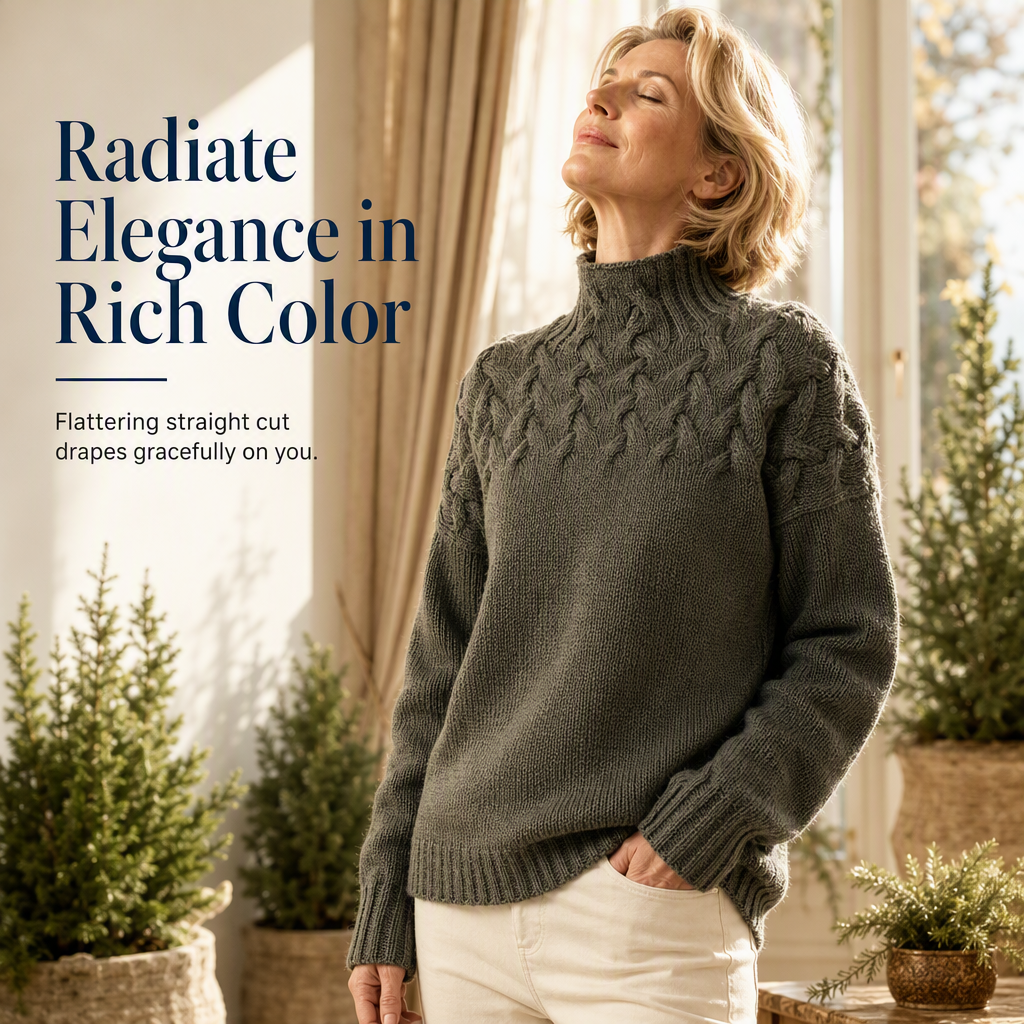 Casual Solid Color Turtleneck Knit Pullover