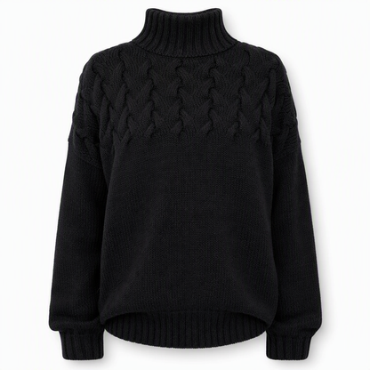 Casual Solid Color Turtleneck Knit Pullover