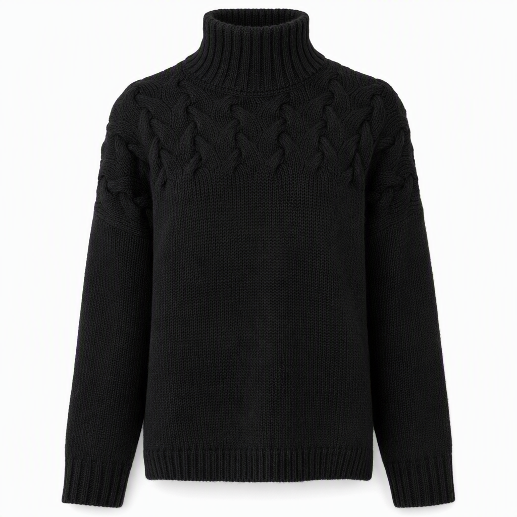 Casual Solid Color Turtleneck Knit Pullover