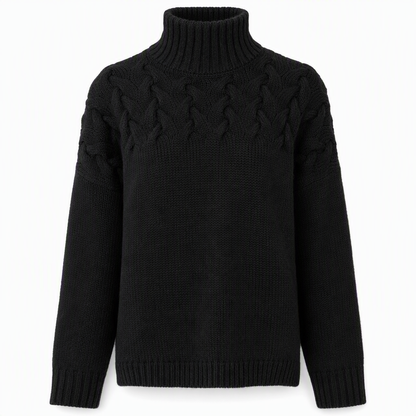 Casual Solid Color Turtleneck Knit Pullover