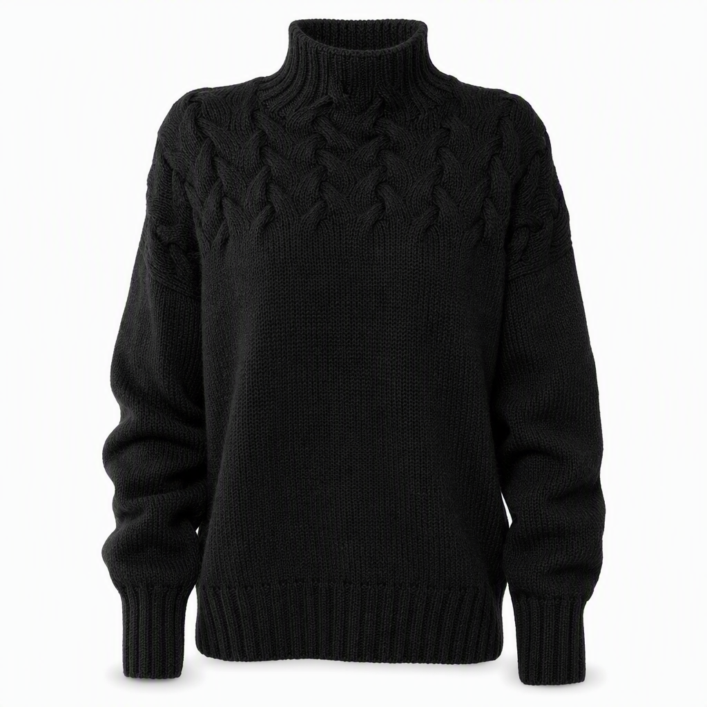 Casual Solid Color Turtleneck Knit Pullover