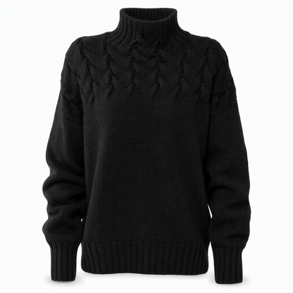 Casual Solid Color Turtleneck Knit Pullover
