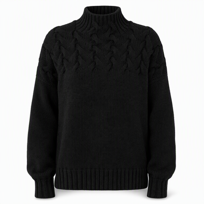 Casual Solid Color Turtleneck Knit Pullover