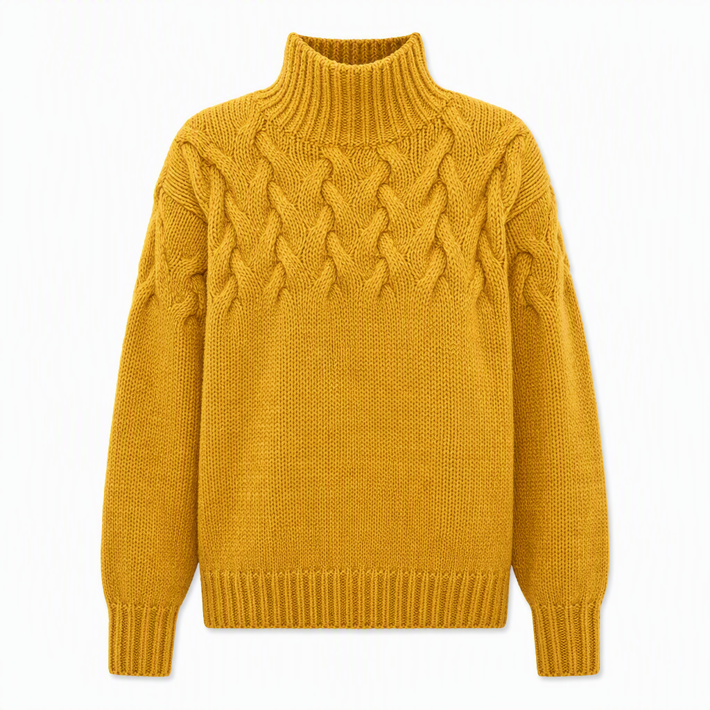 Casual Solid Color Turtleneck Knit Pullover