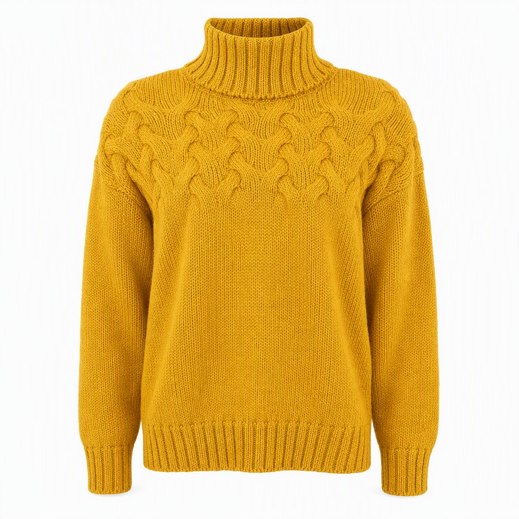Casual Solid Color Turtleneck Knit Pullover