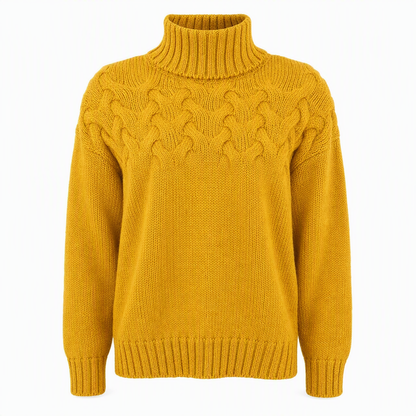 Casual Solid Color Turtleneck Knit Pullover