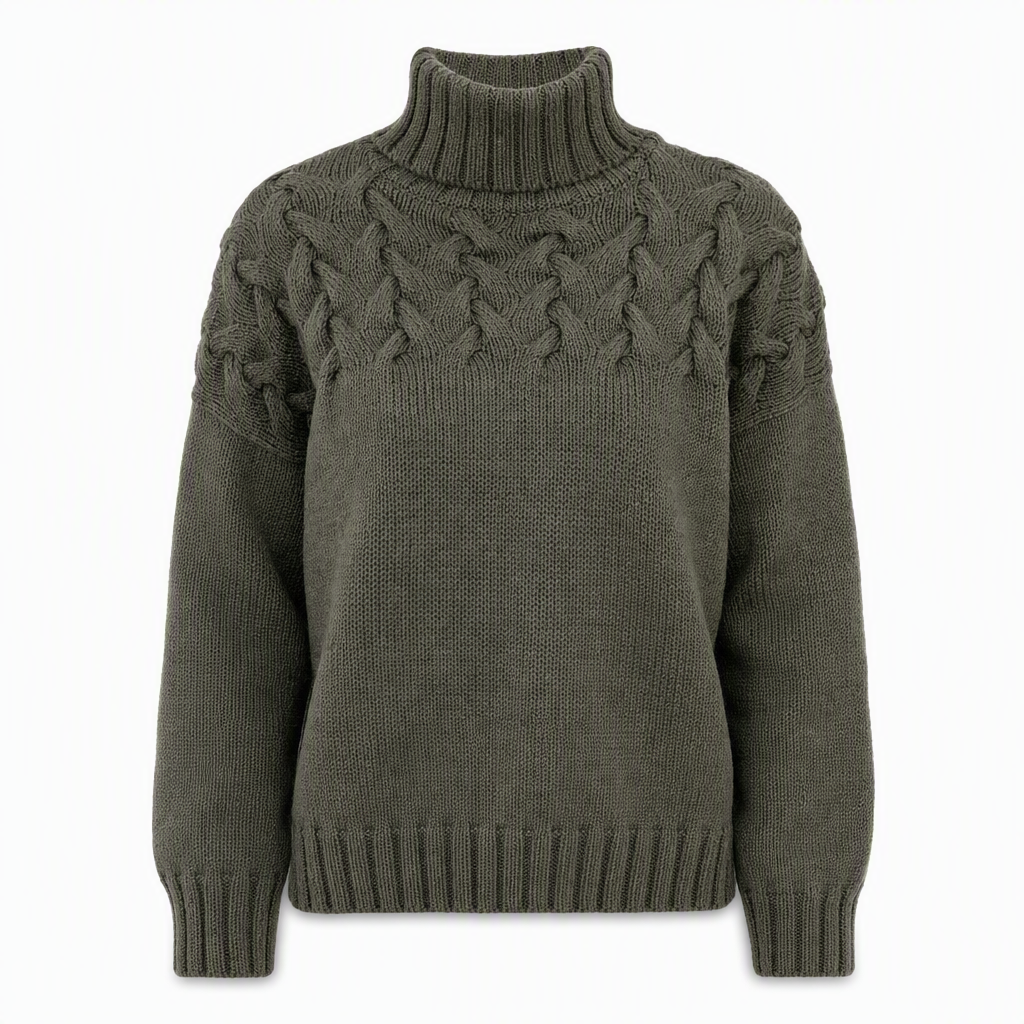 Casual Solid Color Turtleneck Knit Pullover