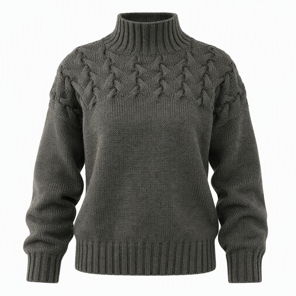 Casual Solid Color Turtleneck Knit Pullover