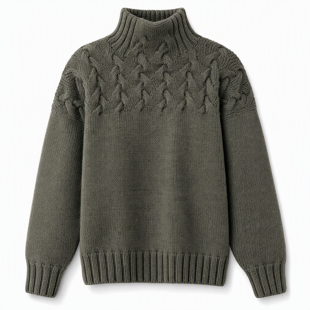 Casual Solid Color Turtleneck Knit Pullover