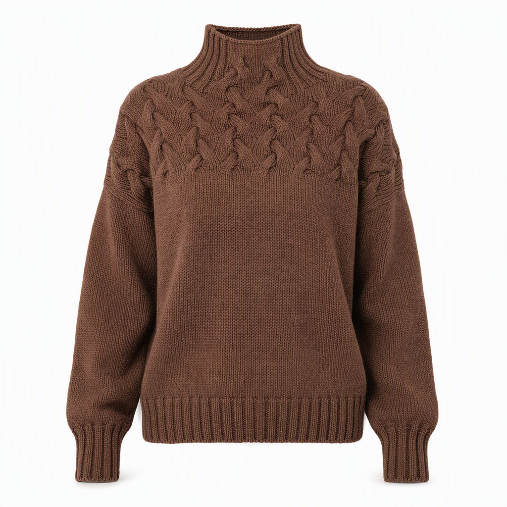 Casual Solid Color Turtleneck Knit Pullover