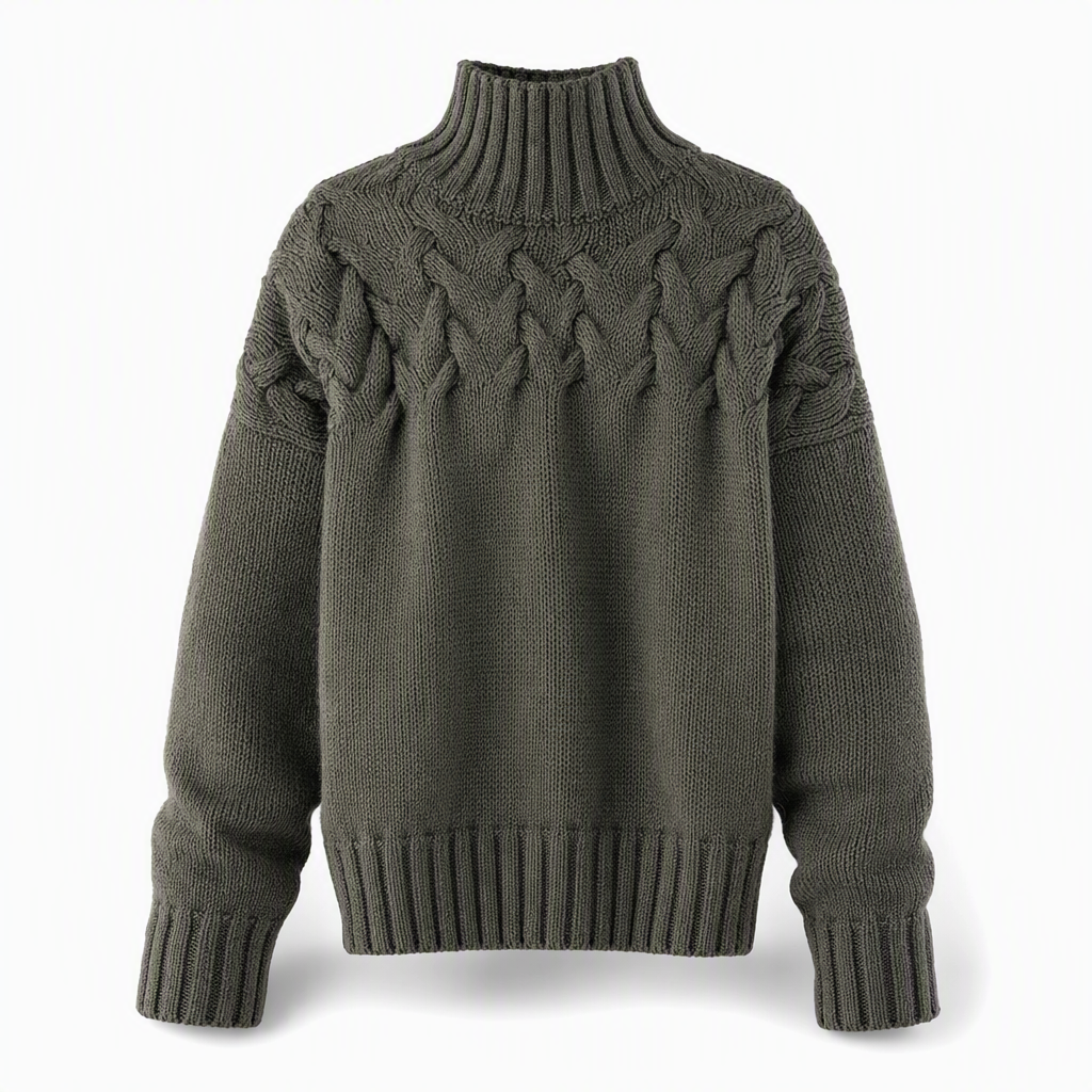 Casual Solid Color Turtleneck Knit Pullover