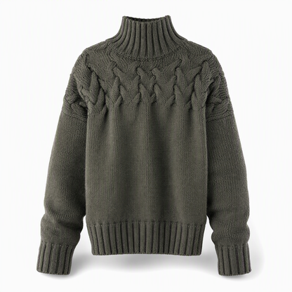 Casual Solid Color Turtleneck Knit Pullover
