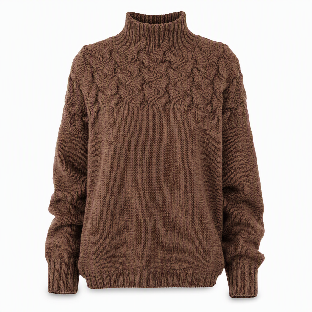 Casual Solid Color Turtleneck Knit Pullover