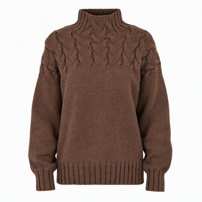 Casual Solid Color Turtleneck Knit Pullover