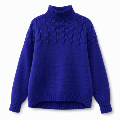 Casual Solid Color Turtleneck Knit Pullover