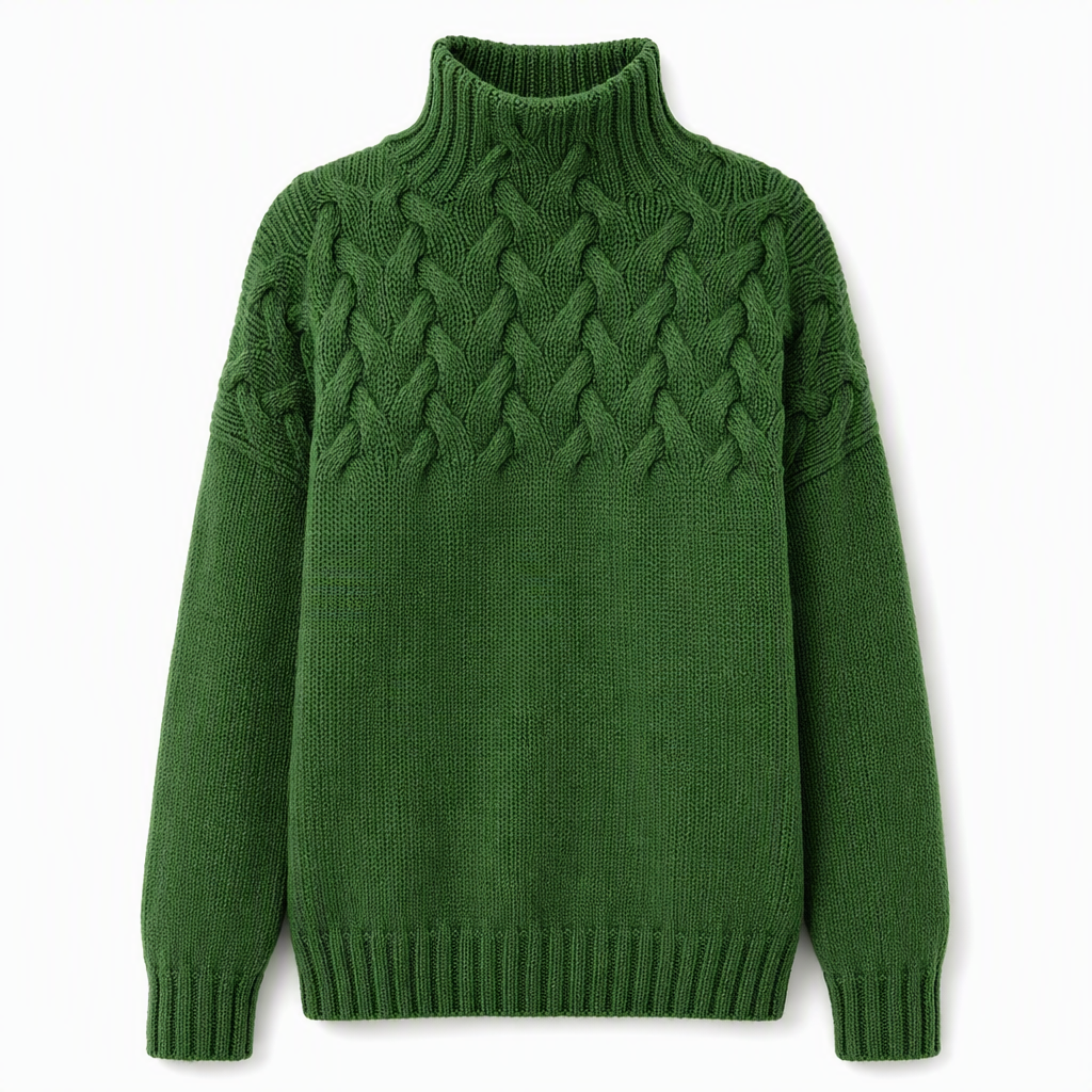 Casual Solid Color Turtleneck Knit Pullover
